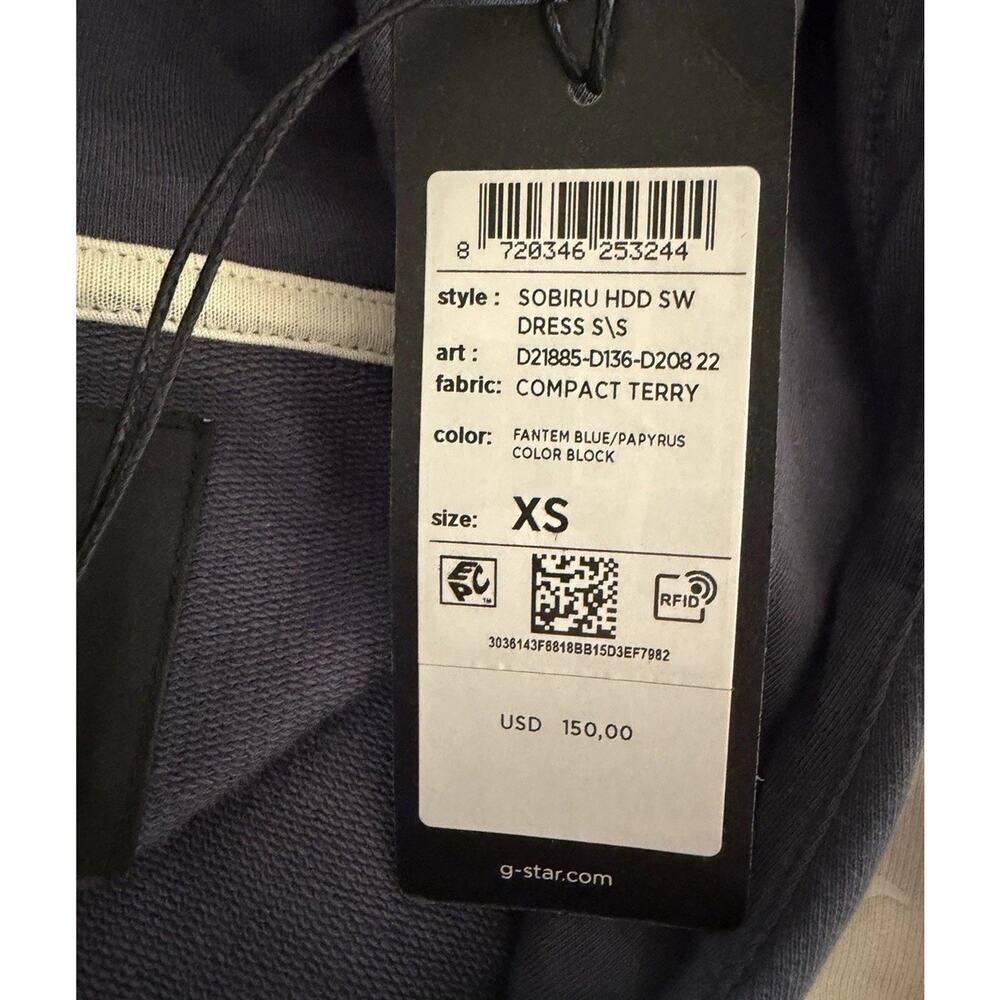 G-Star RAW Sobiru Hoodie Sweat Dress XS NWT Colorblock Short Sleeve Streetwear - Picture 10 of 16